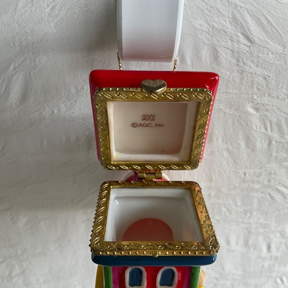 Vintage Carlton Cards Heirloom Collection Tree Ornament Ceramic Train & Bell Set - Picture 6 of 12